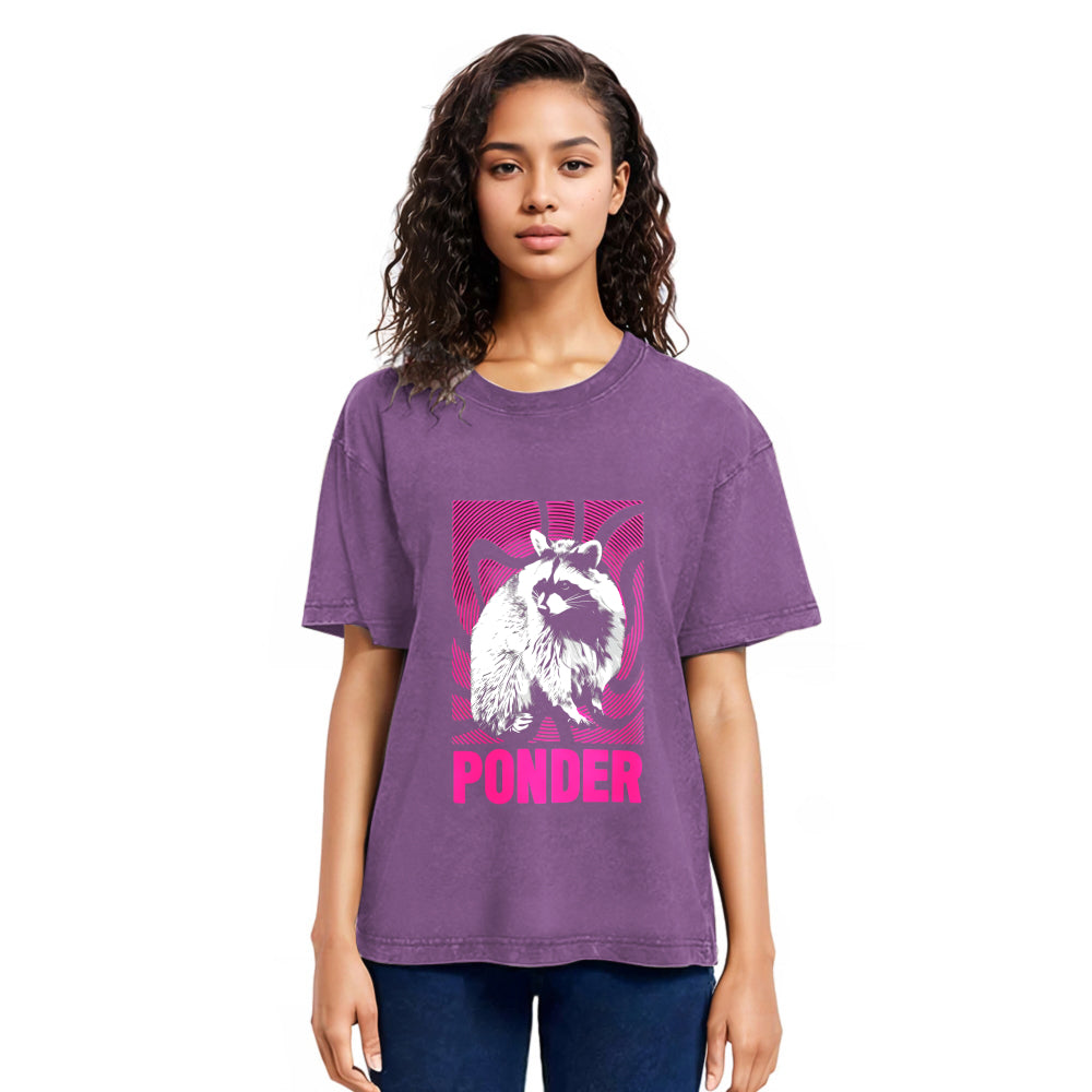 Tokyosol Ponder Raccoon Washed T Shirt