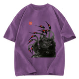 Tokyosol Retro Red Crowned Crane Washed T Shirt