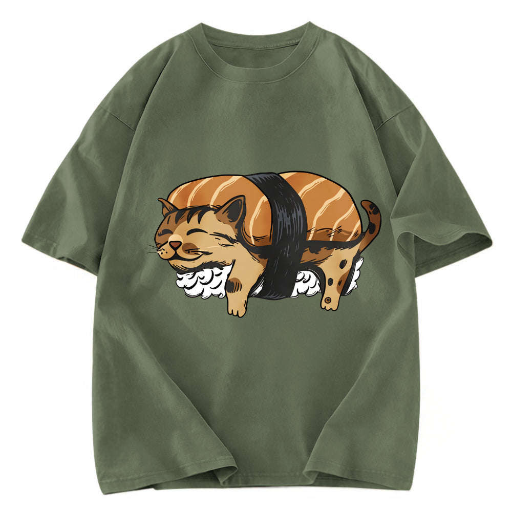 Tokyosol Nigiri Sushi With Cat Filling Washed T Shirt