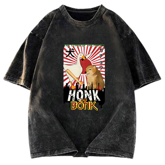 Tokyosol Honk Vs Bonk Meme Washed T Shirt