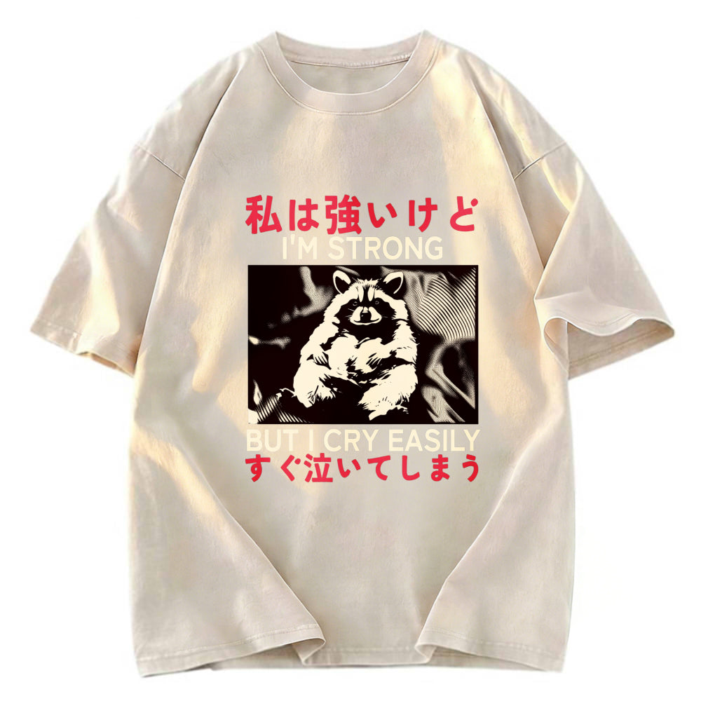 Tokyosol Littlespring I Am Strong Raccoon Washed T Shirt
