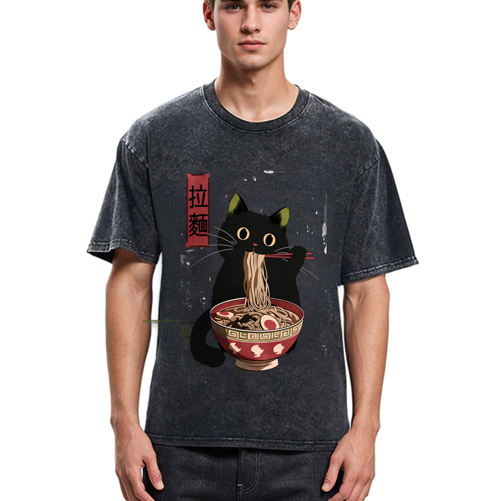Tokyosol Vintage Japanese Cat Washed T-Shirt
