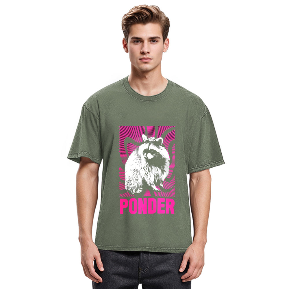 Tokyosol Ponder Raccoon Washed T Shirt