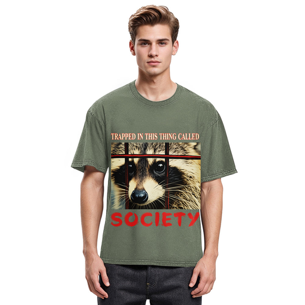 Tokyosol Society Raccoon Washed T Shirt