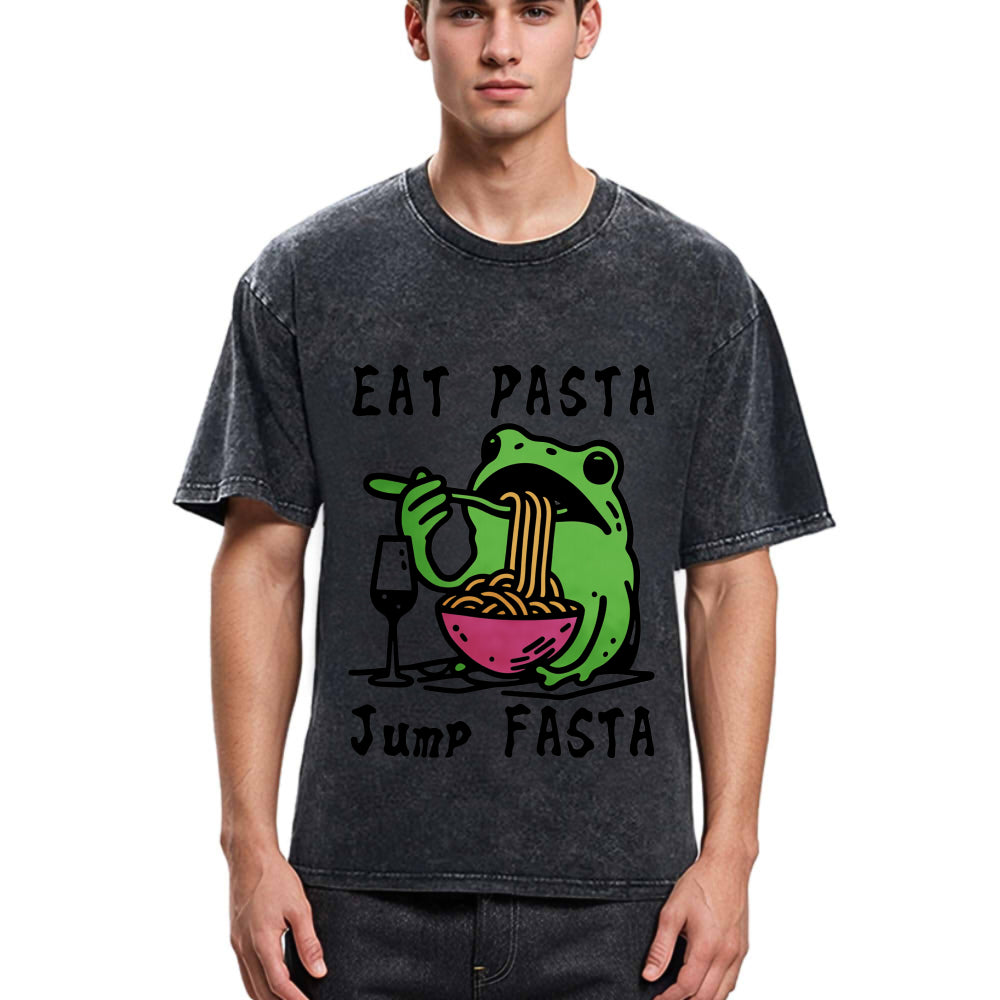 Tokyosol Eat Pasta Jump Fasta Washed T Shirt
