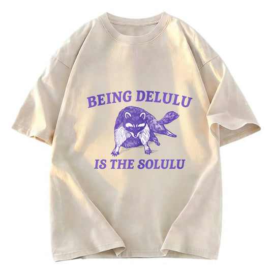 Tokyosol Funny Delusional Raccoon Washed T Shirt
