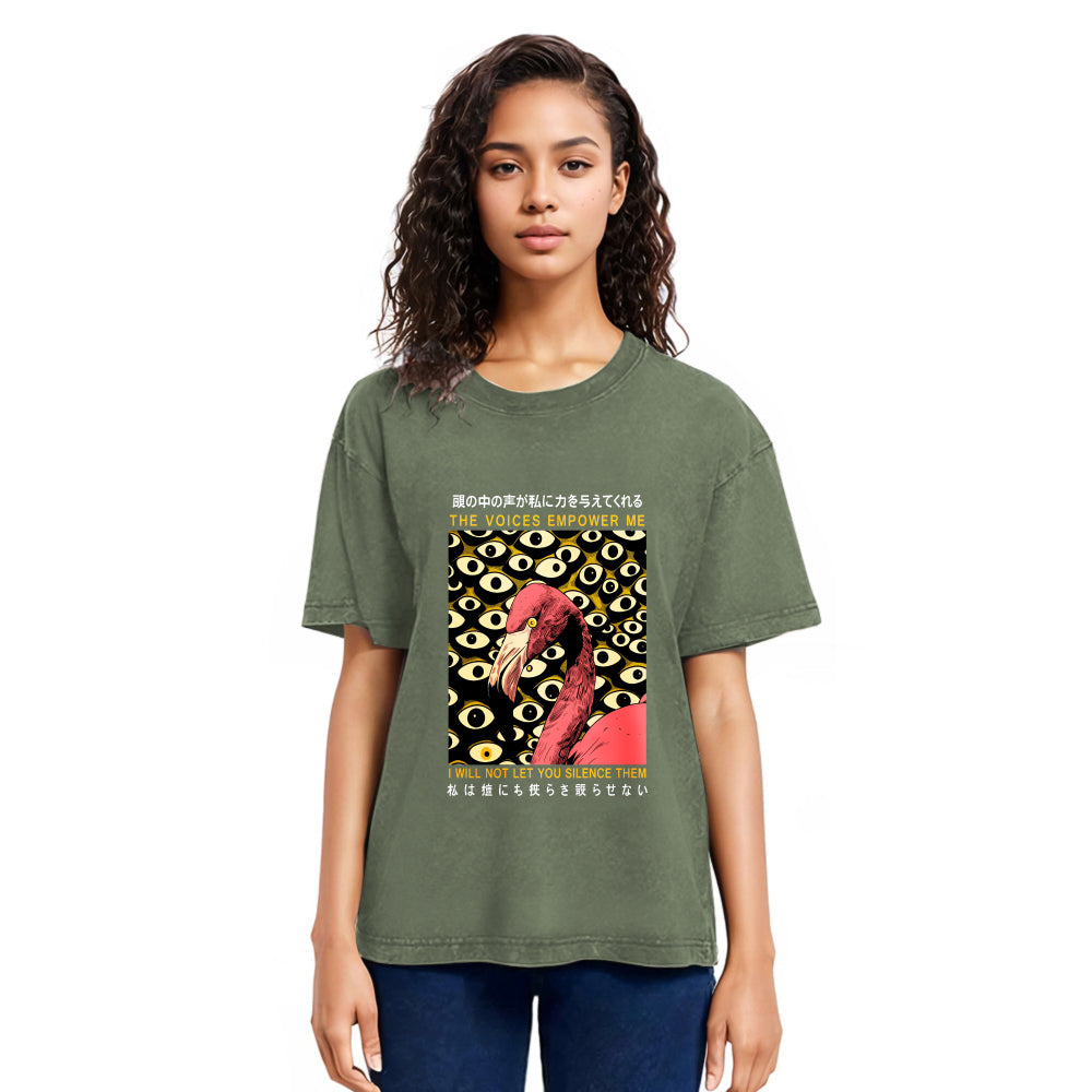 Tokyosol The Voices Empower Me Flamingo Washed T Shirt