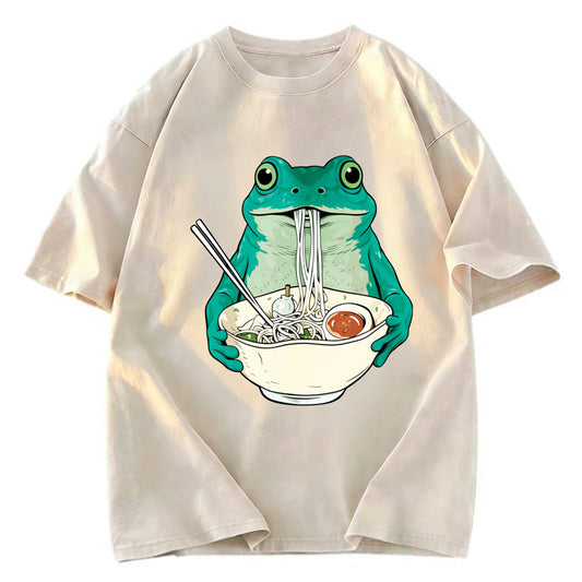 Tokyosol Vintage Frog Ramen Japanes Washed T-Shirt