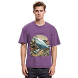 Tokyosol Retro Japan Culture Bird Washed T Shirt