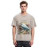 Tokyosol Retro Japan Culture Bird Washed T Shirt