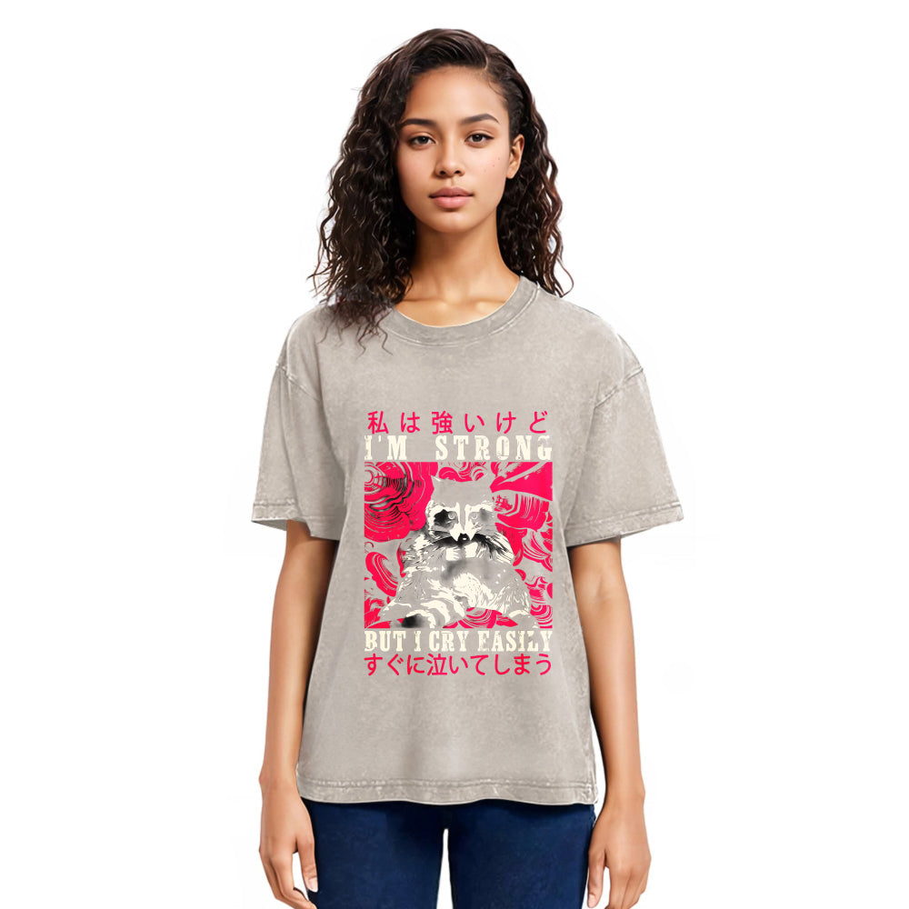 Tokyosol I Am Strong Raccoon Washed T Shirt