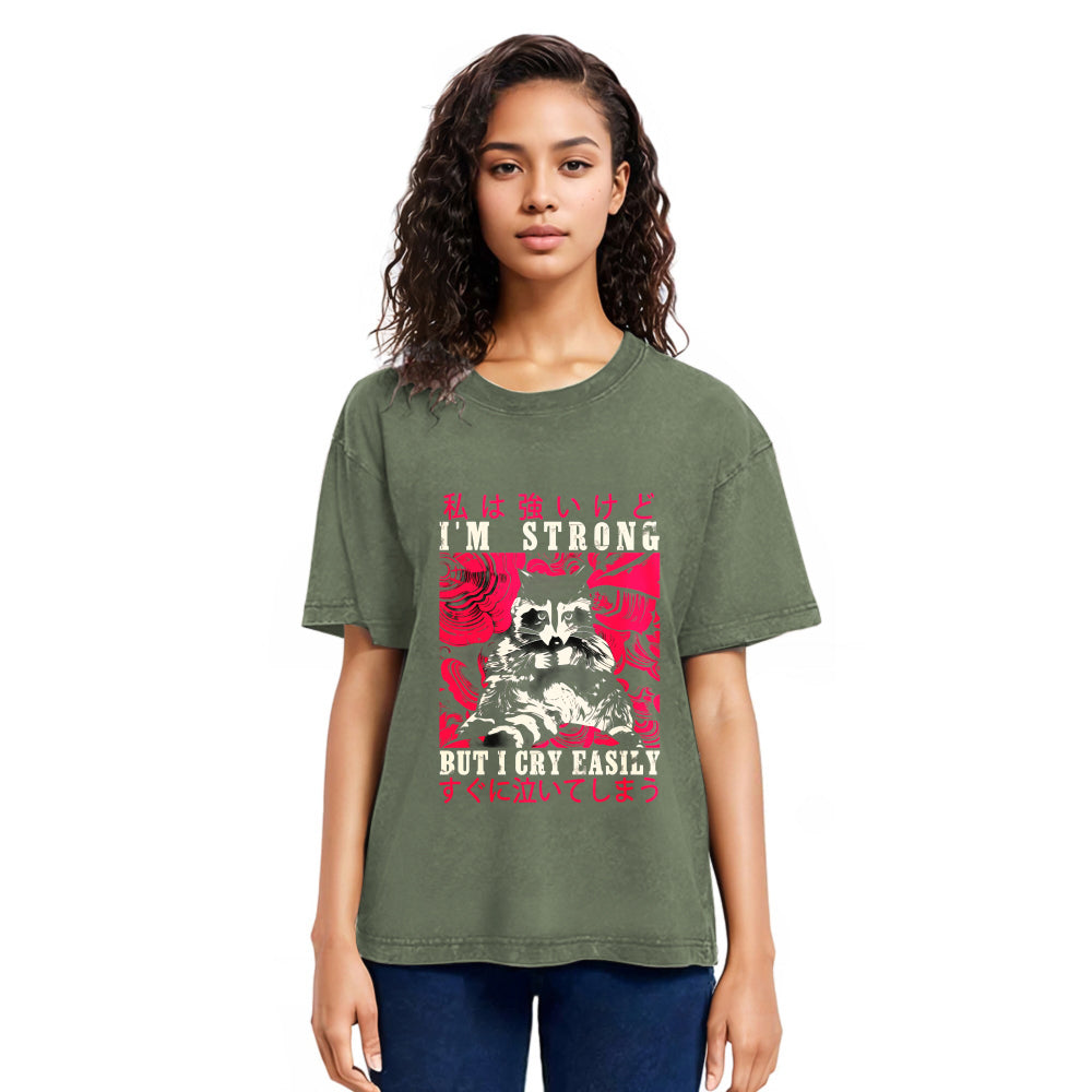 Tokyosol I Am Strong Raccoon Washed T Shirt