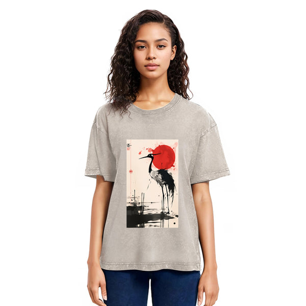Tokyosol Japanese Crane Washed T Shirt