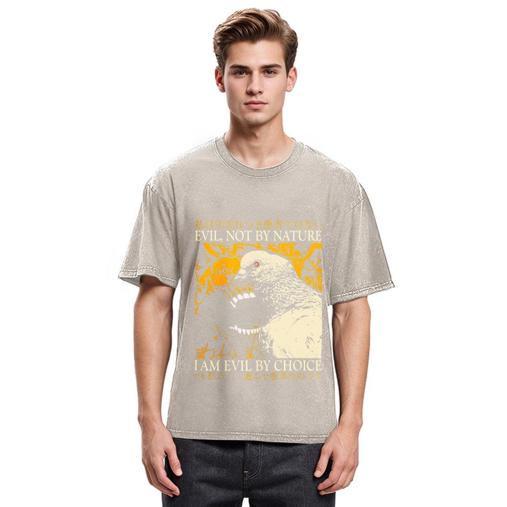 Tokyosol Evil By Choice Funny Japanese Pigeon Washed T Shirt