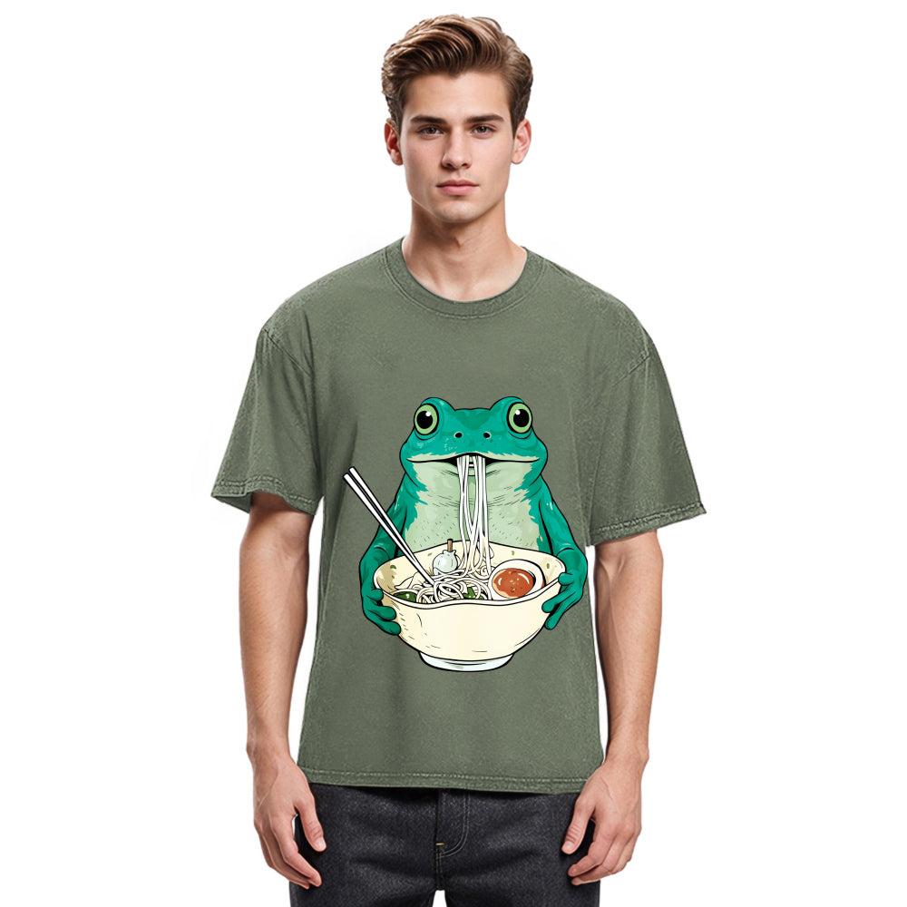 Tokyosol Vintage Frog Ramen Japanes Washed T-Shirt