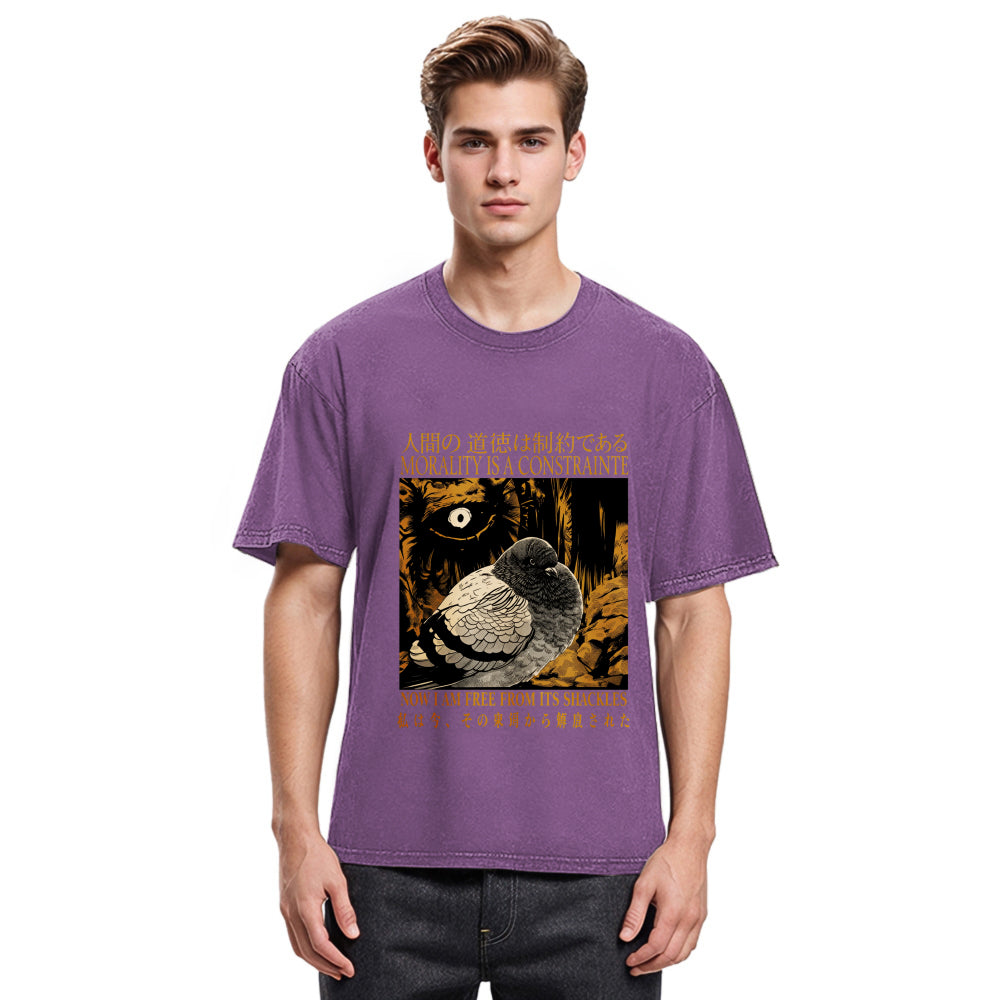 Tokyosol Morality Is A Constraint Funny Pigeon Washed T Shirt