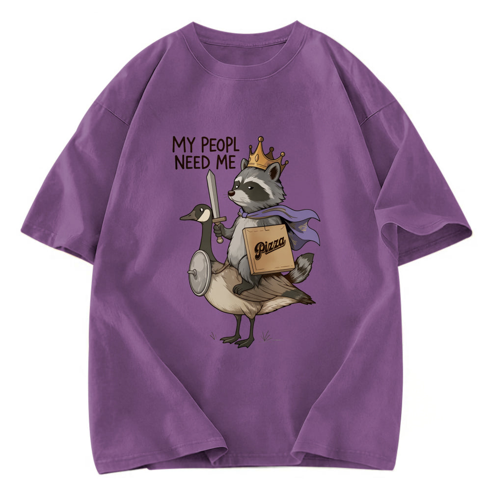 Tokyosol Funny Raccoon King Riding Goose Washed T Shirt