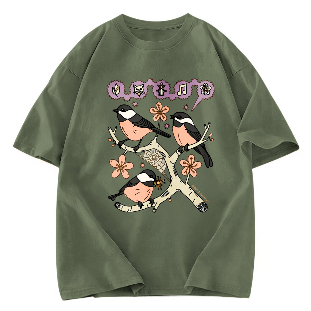 Tokyosol Chickadee Fleece Lined T Shirt