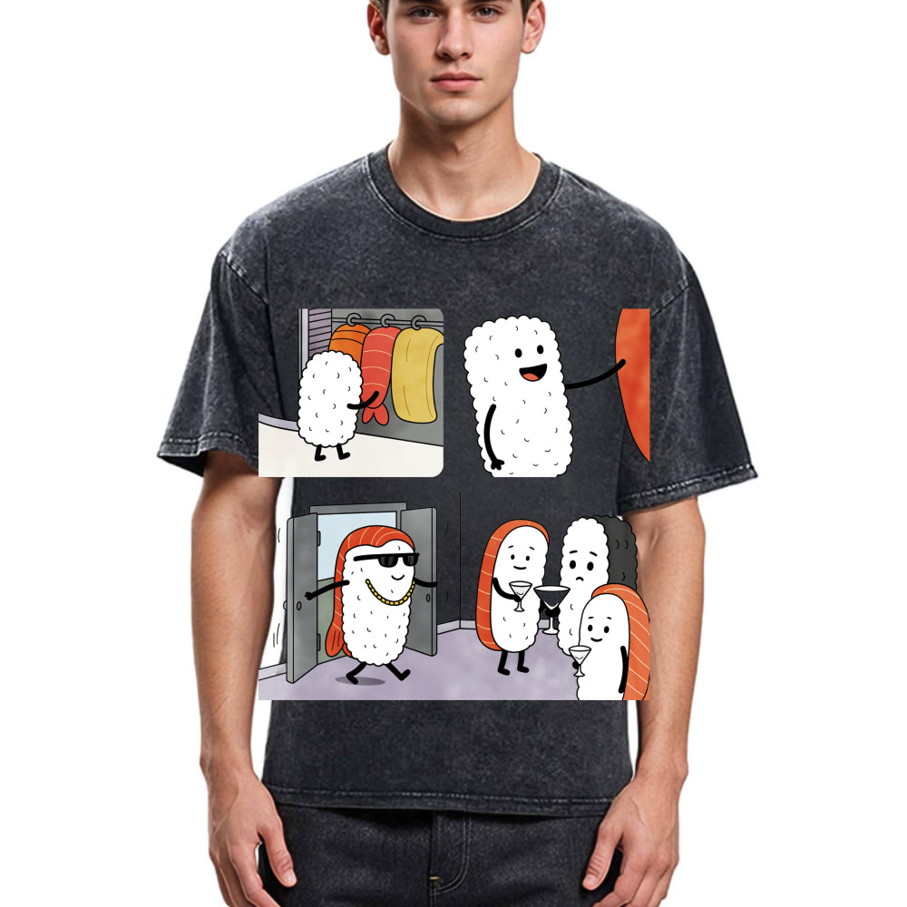 Tokyosol Sushi At The Party Washed T Shirt