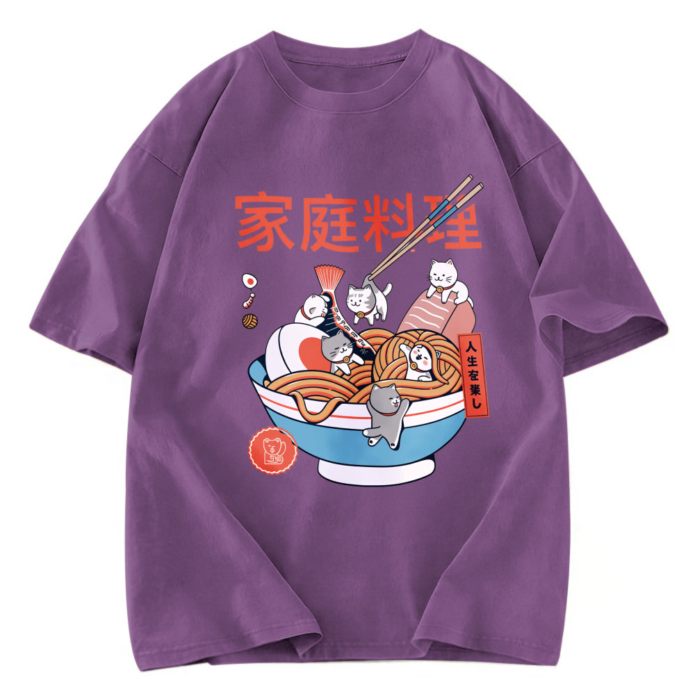 Tokyosol Ramen And Mini Cats Washed T Shirt