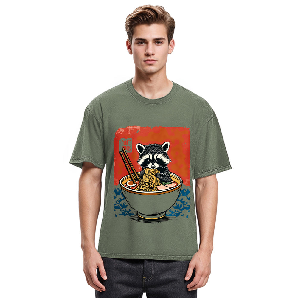Tokyosol Ramen Lover Raccoon Jean T Shirt