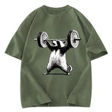 Tokyosol Raccoon Weightlifting Funny Washed T Shirt