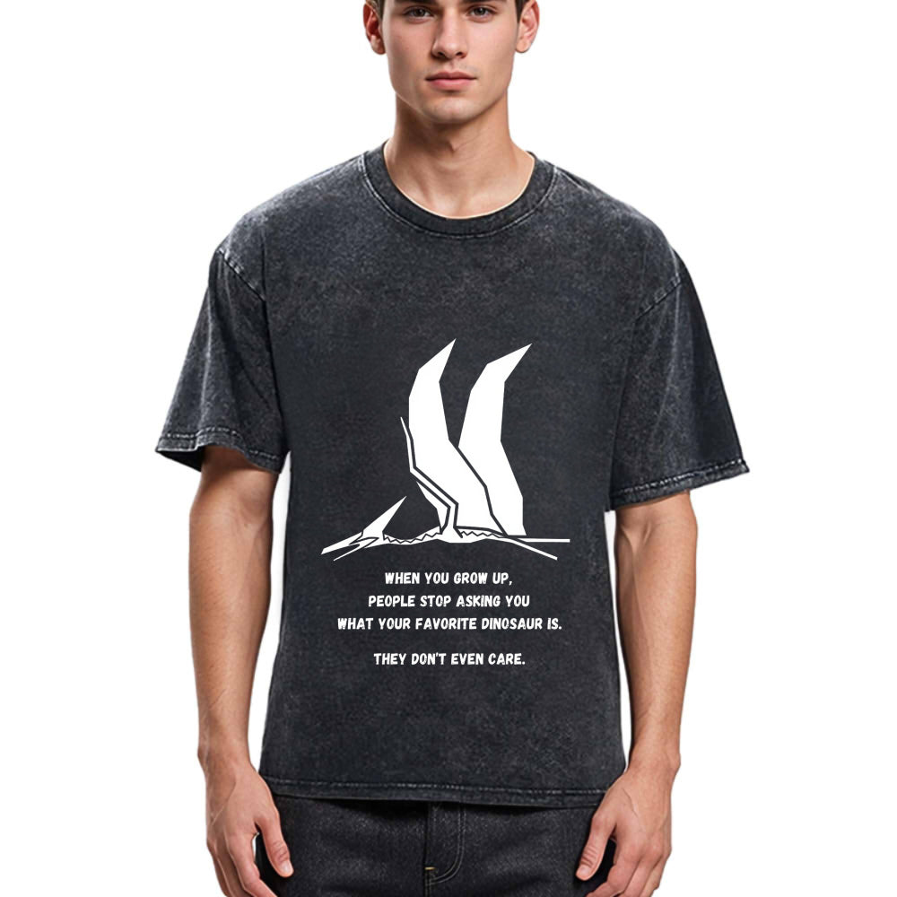 Tokyosol Funny Dinosaur Washed T Shirt