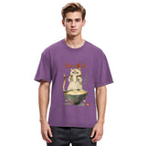 Tokyosol Cute Cat Eating Yummy Ramen Washed T Shirt