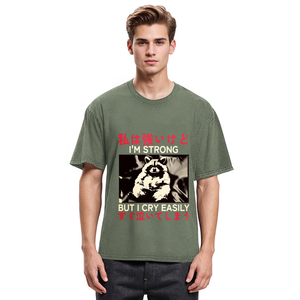 Tokyosol Littlespring I Am Strong Raccoon Washed T Shirt