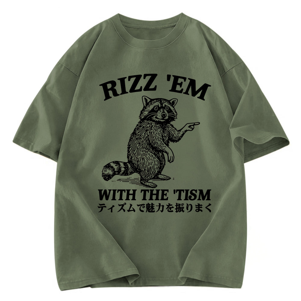 Tokyosol Funny Raccoon Charm Washed T Shirt