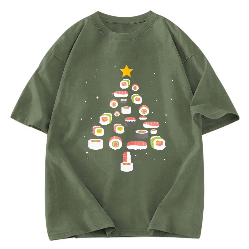 Tokyosol Sushi Christmas Tree Washed T Shirt
