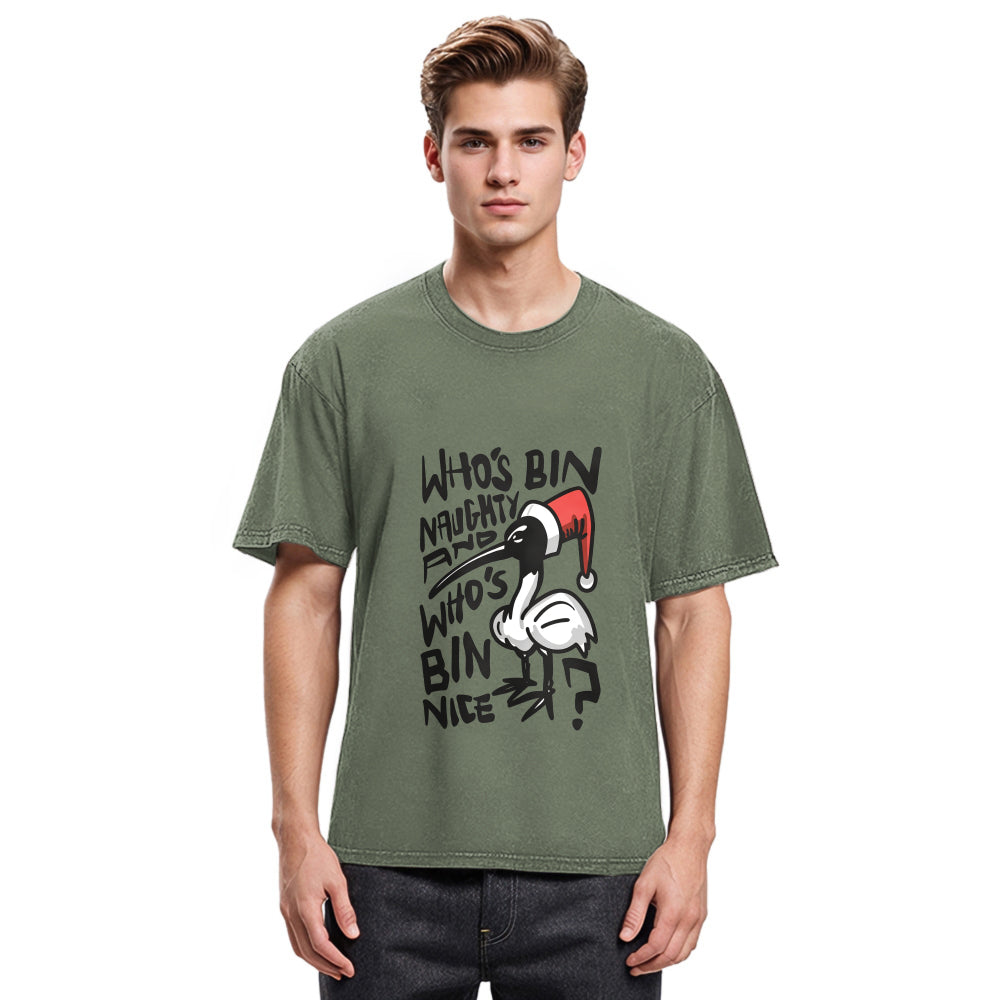 Tokyosol Christmas Bin Chicken Washed T Shirt