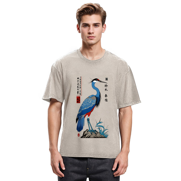 Tokyosol Colorful Crane Washed T Shirt