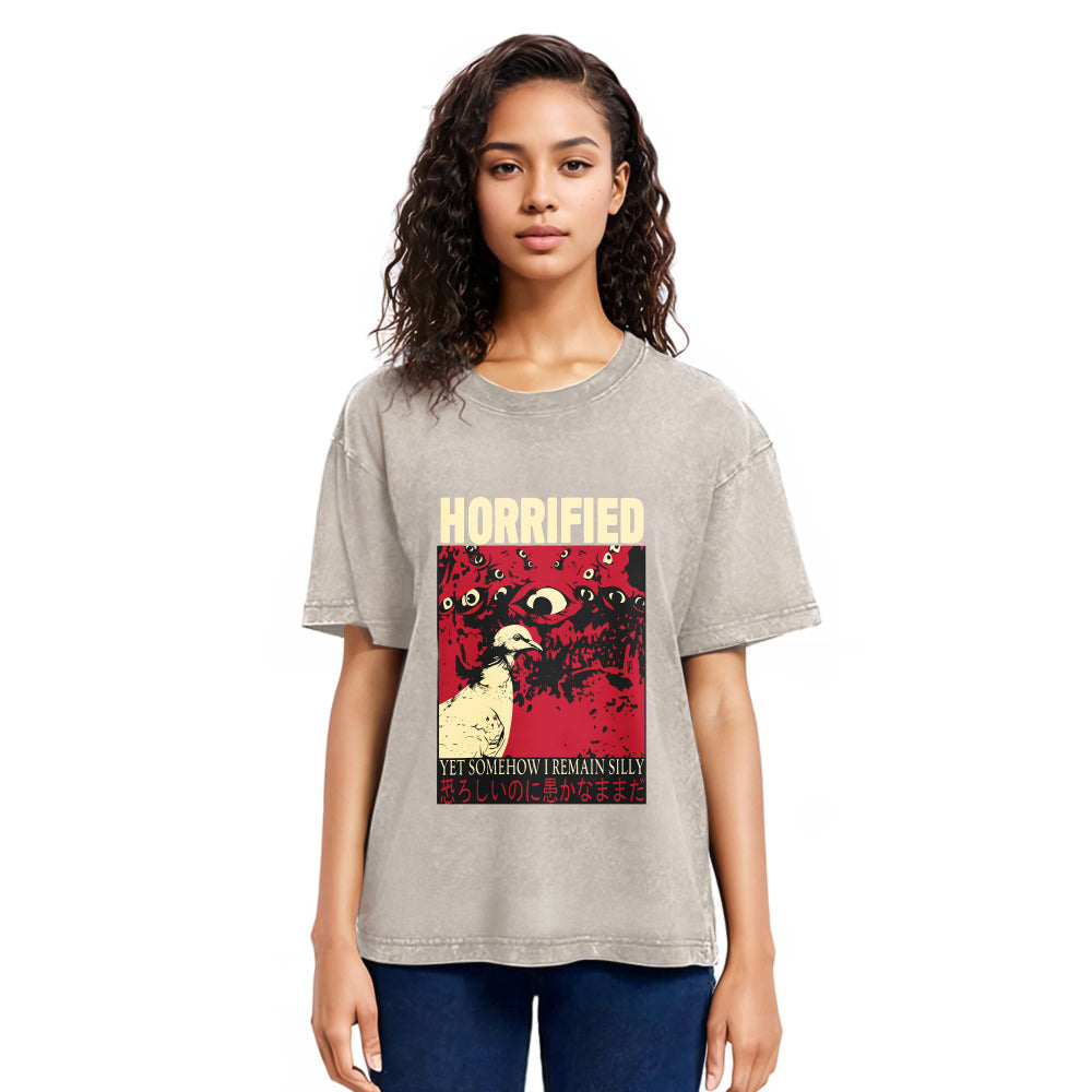 Tokyosol Horrified Pigeon Vintage Washed T Shirt