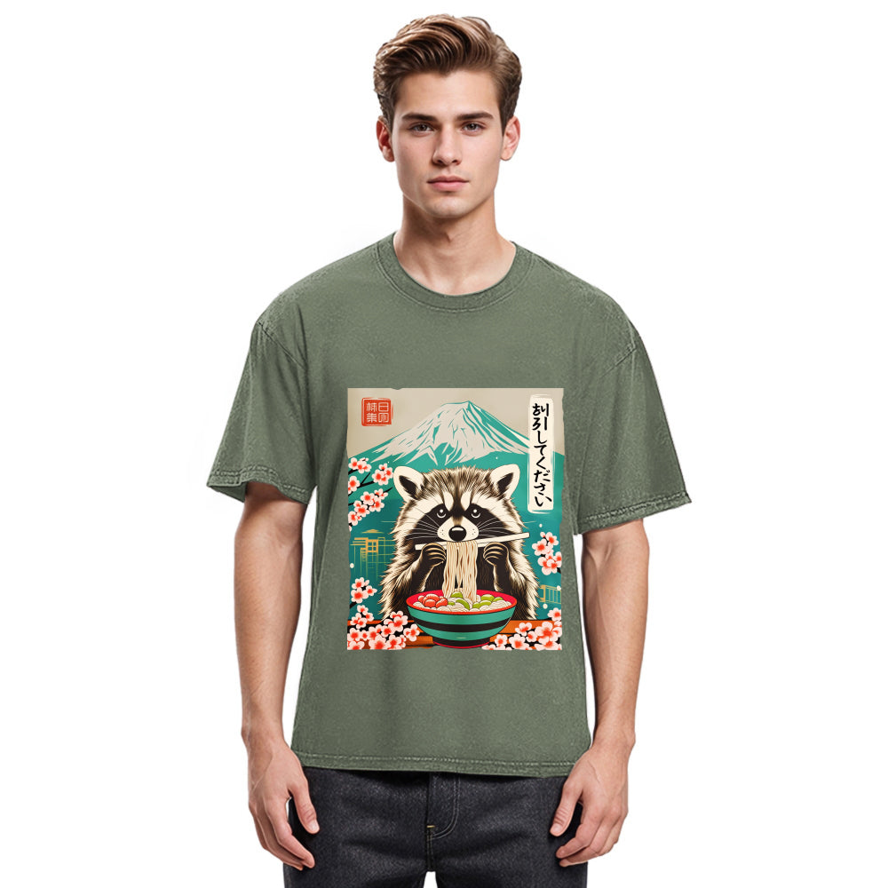 Tokyosol Please Give Raccoon A Discount Washed T Shirt