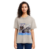 Tokyosol Fun Raccoon Meme Washed T Shirt