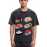 Tokyosol Cute Hippo Sushi Washed T Shirt Washed T Shirt