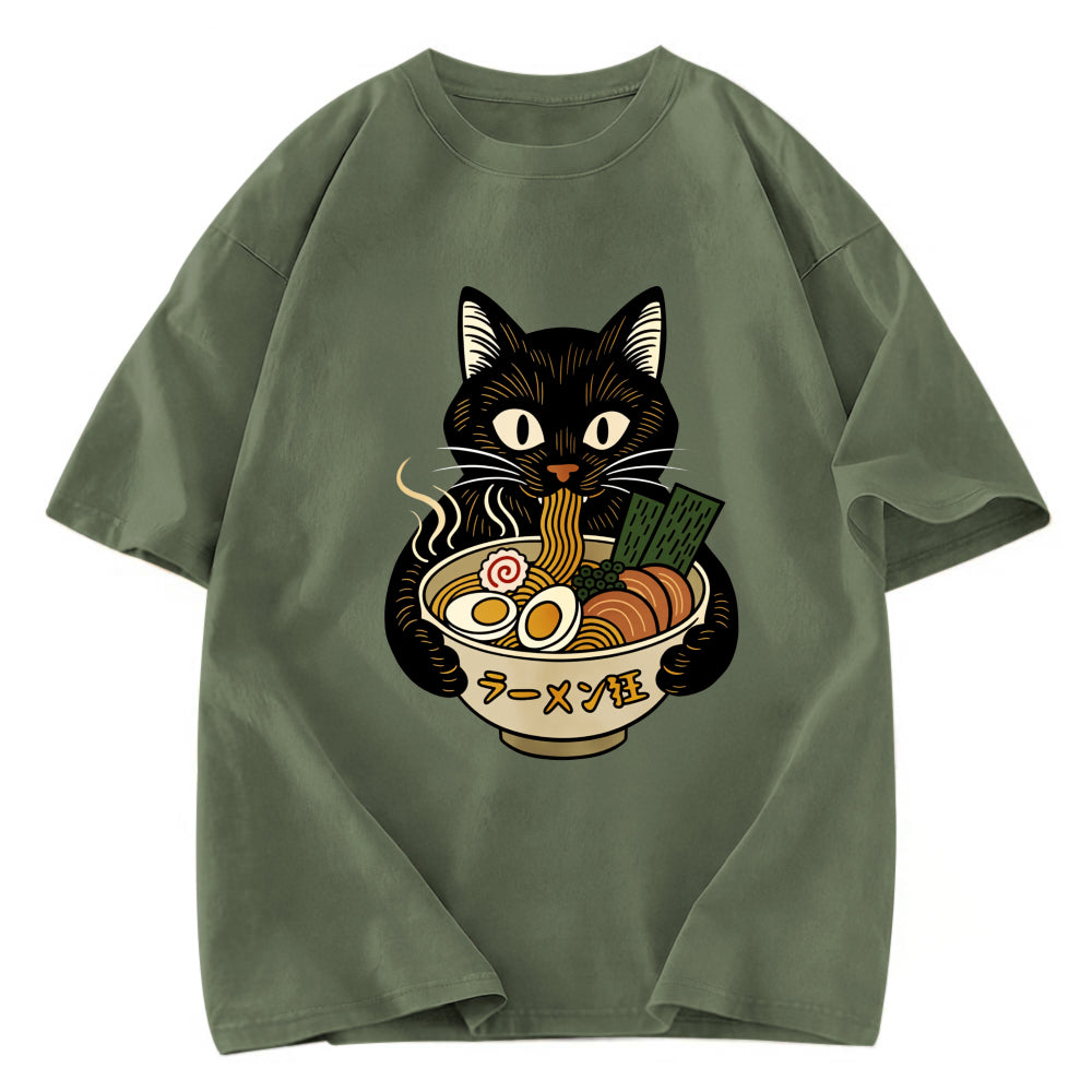 Tokyosol Cat Ramen Fanatic Washed T Shirt