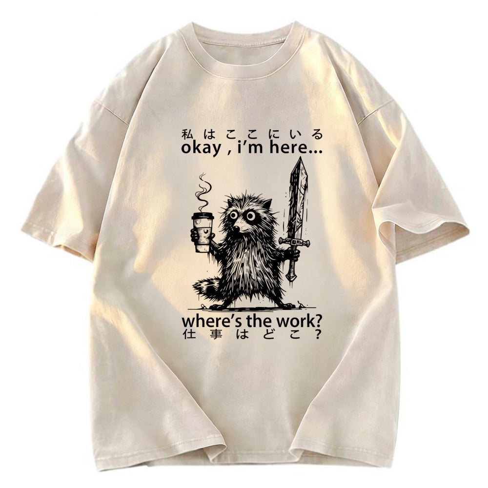 Tokyosol Raccoon Ready To Work Washed T Shirt