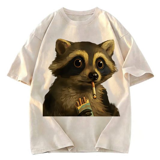 Tokyosol Smoking Raccon Washed T Shirt