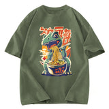 Tokyosol Cute Dinosaur Ramen Washed T Shirt