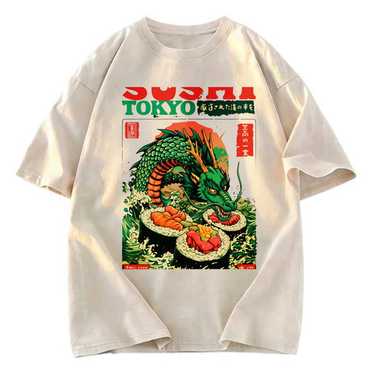 Tokyosol Ocean Dragon Sushi Washed T Shirt