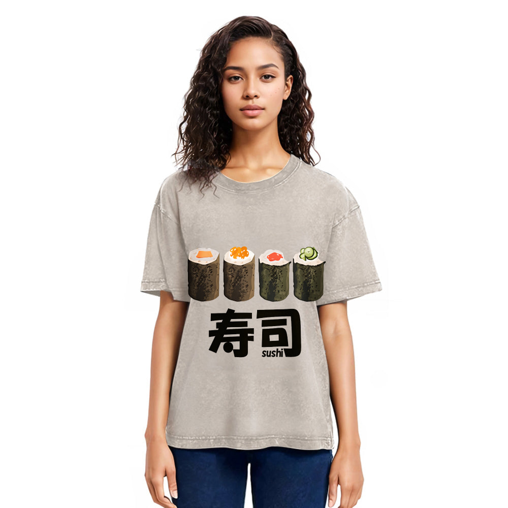 Tokyosol Kawaii Sushi Roll Washed T Shirt