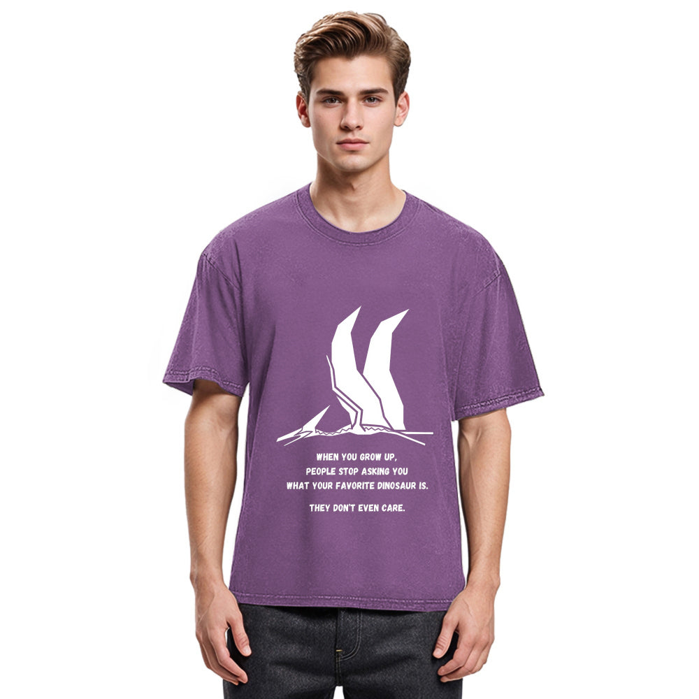 Tokyosol Funny Dinosaur Washed T Shirt