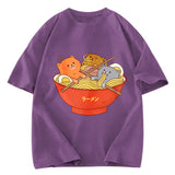 Tokyosol Cute Cat Ramen Washed T Shirt