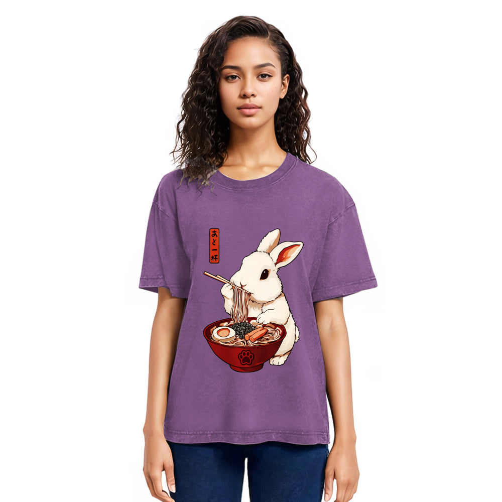 Tokyosol Bunny:One More Bowl, Please! Washed T-Shirt
