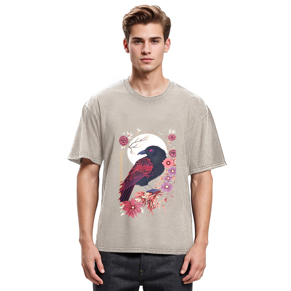 Tokyosol Goth Raven Moon Washed T Shirt