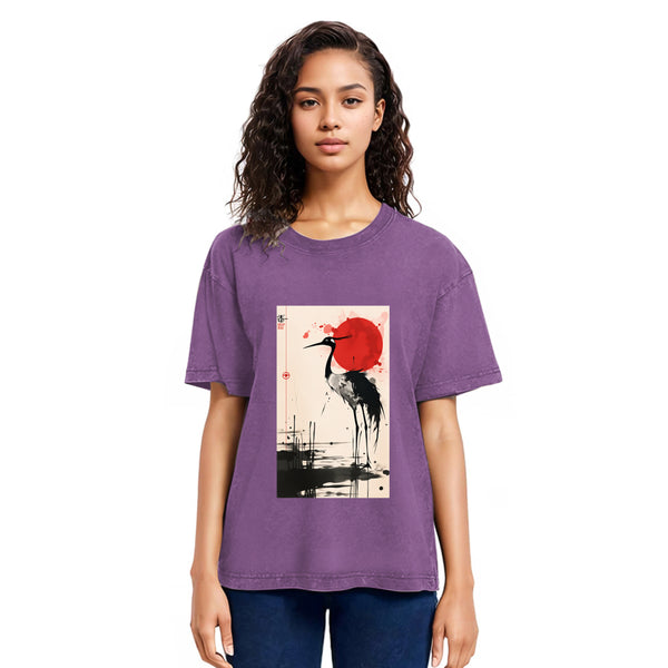 Tokyosol Japanese Crane Washed T Shirt