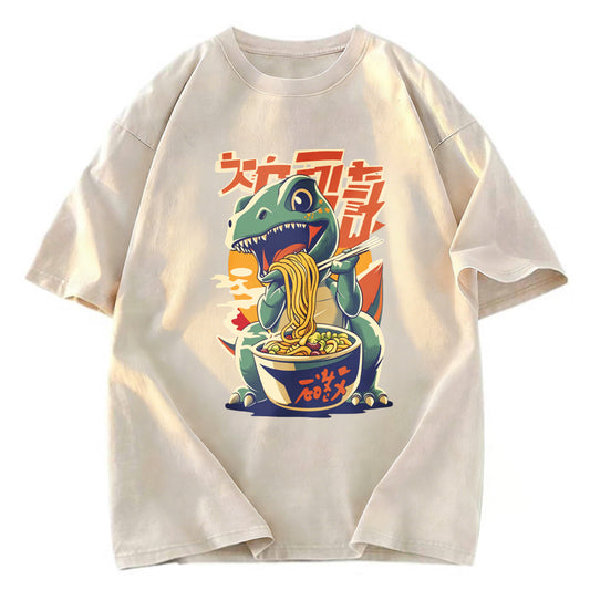 Tokyosol Cute Dinosaur Ramen Washed T Shirt