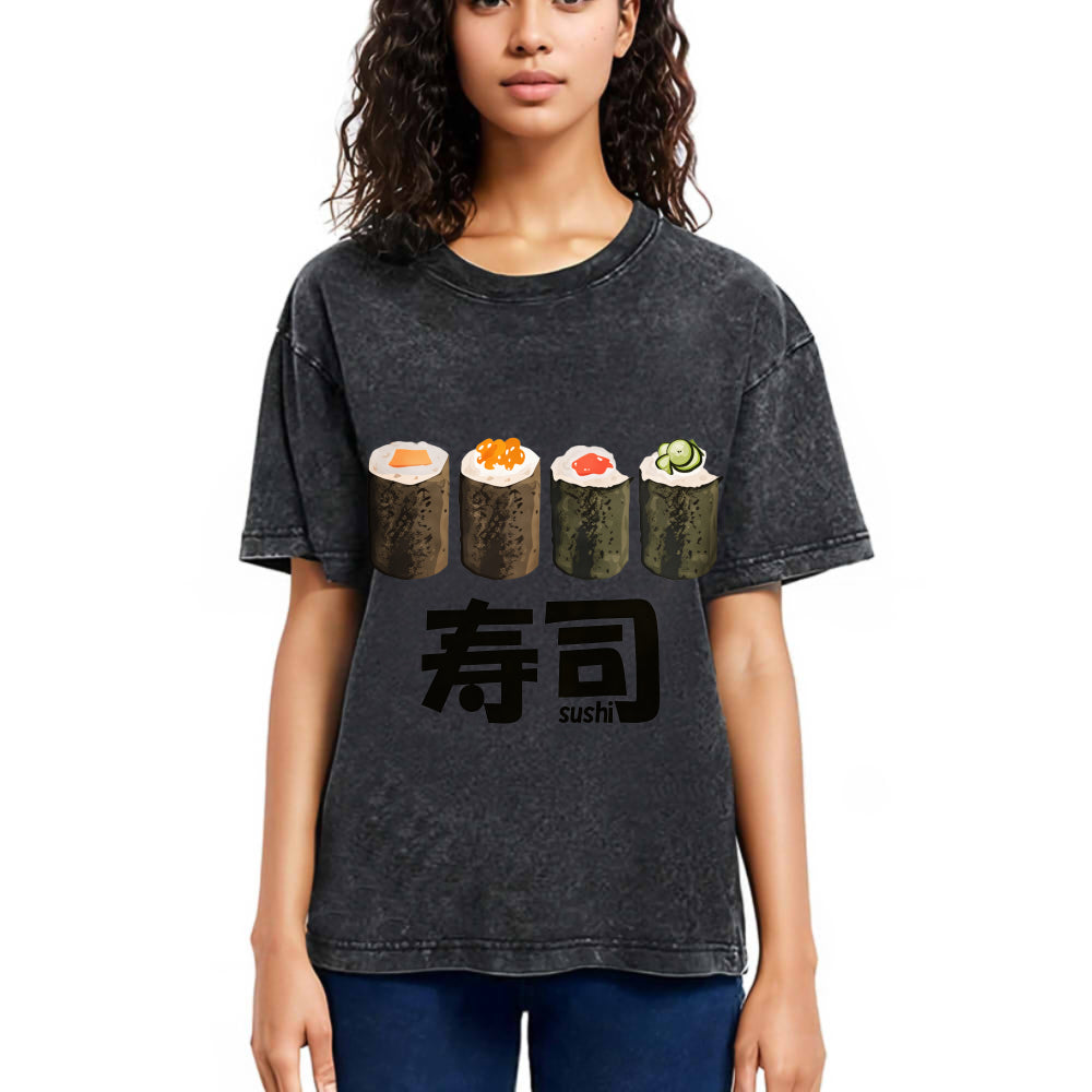 Tokyosol Kawaii Sushi Roll Washed T Shirt